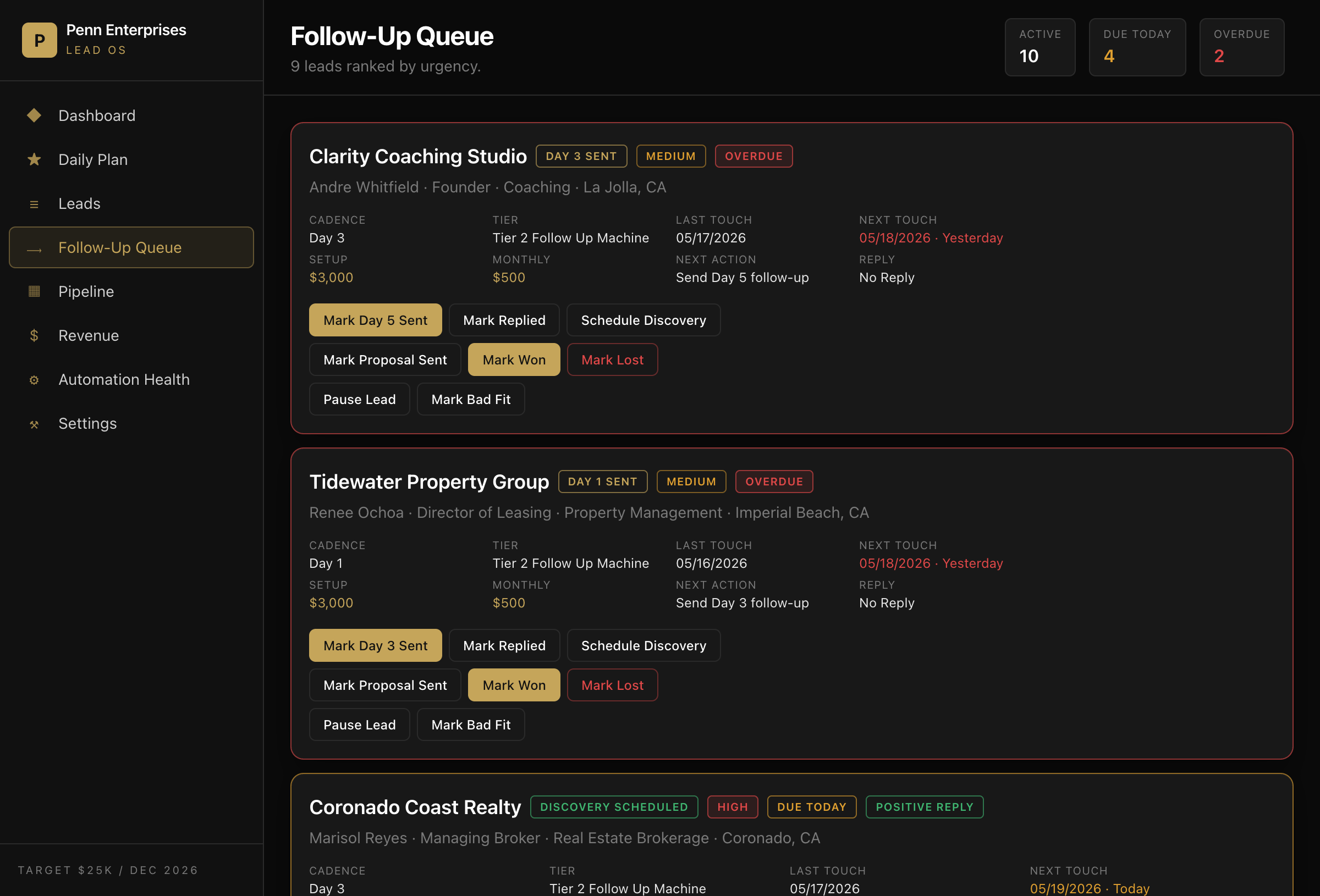 Follow up queue